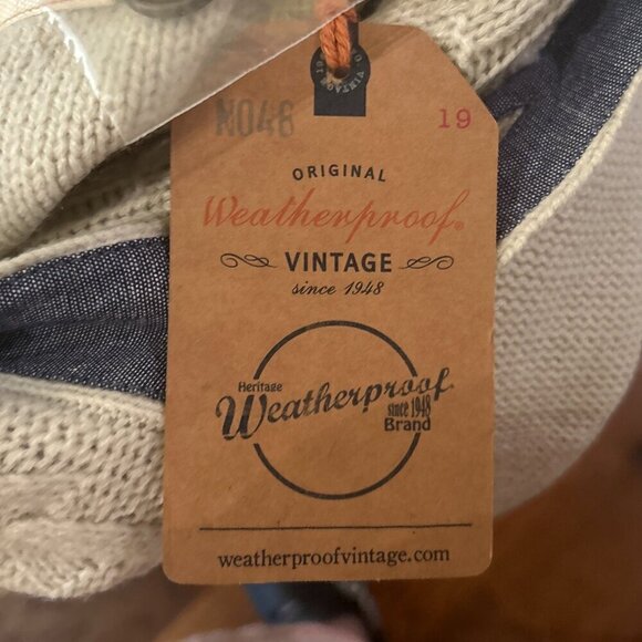 Weatherproof Vintage NWT SZ XL Natural button mock cable knit sweater timeless - Picture 13 of 14